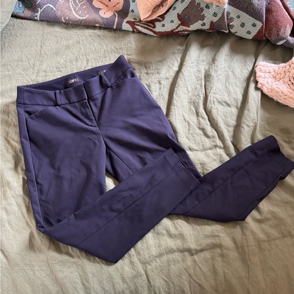 LOFT Julie Skinny Navy Blue Pants